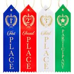 Award Ribbons, 1st, 2nd, 3rd Place, and Participant (2 x 8 in, 4 Colors, 100 Pack)