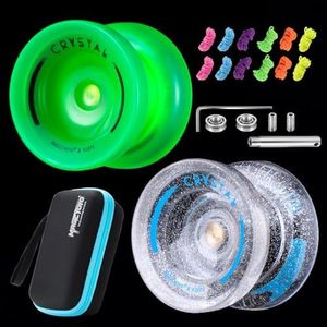MAGICYOYO K2 Responsive Yoyo Pack of 2, Plastic Glow Yoyo + Professional Yoyo with Sequin, Dual Purpose Yoyos for Kids and Adults with Unresponsive Bearing Kit + 12 Yoyo Strings, Yoyo Storage Case