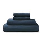 Brielle Home Jersey Knit Cotton Sheet Set - Breathable, Soft, T-Shirt Fabric - Navy, King