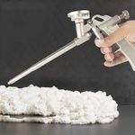 CINY Polyurethane Foam Gun, Metal Heavy Duty PU Expanding Foam Gun Spray Application Applicator Caulking Gun Allows Expanding Foam to be Applied in Small Gaps for Caulking Filling Sealing (1pcs,Gold)