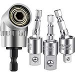 4PCS Abruga Power Drill Sockets Adapter Sets, 105 Degree Angle Screwdriver Socket Holder Adapter, 360 Degree Rotation Adjustable Drill Bit 1/4" 3/8" 1/2" Extension Rod Power Tool Accessories