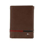 Tommy Hilfiger Men's Leather Leif RFID Trifold Wallet with Double ID, Brown