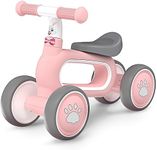 DRAMATION Baby Balance Bike,Toddler Bike for 12-18 Month, Toddler Bicycle Toy for 1 Year Old Girls, Baby Walker Balance Bike with Rabbit Stickers, Baby Girl Toy, First Birthday Gift, Pink