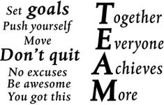 2 Sheets Motivational Wall Decals Vinyl Inspirational Quotes Stickers Together Everyone Achieves More Office Positive Sayings Wall Decals for Office Classroom Team Gym Home Bedroom Decor