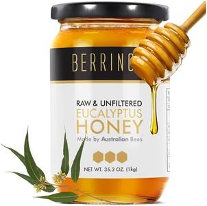 Berringa Certified Eucalyptus Honey 1KG - Australian Raw Honey | Unfiltered | 100% Pure Genuine Locally Sourced | Cold Extracted | Non-GMO Superfood | Gluten Free Food | Bulk Honey | Glass Jar