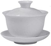 vv8oo Gaiwan Teacup Chinrese Gongfu Tea Set White Ceramic Tureen Teacup Sancai Cover Bowl Lip Saucer