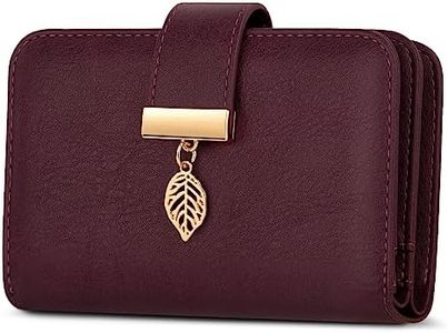 Faneam Portefeuille en Cuir pour Femme Blocage RFID Portefeuilles Petit Porte Monnaie Femmes avec 16 Emplacements et Bracelet Porte Cartes Cuir à Glissière Antivol, Bordeaux