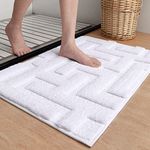 COLOR&GEOMETRY Microfiber Bath Mats for Bathroom 40 x 60 cm, Absorbent Bath Mat Non Slip, Machine Washable Bathroom Mat, Extra-Soft Bathroom Rug Bathroom Floor Mats For Showers, Bathtubs - White