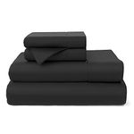 Cosy House Collection Premium Bamboo Sheets - Deep Pocket Bed Sheet Set - Ultra Soft & Cool Bedding - Blend from Natural Bamboo Viscose Fiber - 4 Piece - (Queen, Black)