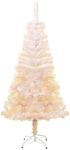 vidaXL 5ft Artificial Christmas Tree - White Iridescent Tips, Durable PVC Material, Sturdy Steel Stand, Easy Assembly and Storage - Modern Christmas Decor