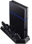 GAMEFAN Vertical Stand for PS4 with Cooling Fan, Controller Charging Station for Sony Playstation 4 Game Console, Charger for Dualshock 4 (Not for Regular PS4 PRO)…