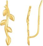 14K Yellow Gold Olive Tree Branch Climber Earrings