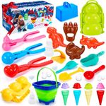 Fubegi 24pcs Winter Snow Toys for Kids Outside, Snowball Maker Clip Tool Kit for Child Toddlers, Snow Ball Shape Maker Set Heart Dinosaur Snow Block Molds for Outdoor Christmas Toy Gift for Boy & Girl