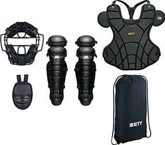 Zett BL303SET Soft Baseball Protective Gear, Set of 4, Black (1900)