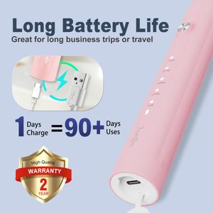 7AM2M Sonic Electric Toothbrush, Pink – Rechargeable, Soft Bristles
