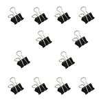 Binder Clips, 12Pcs Metal Paper Binder Clips Clamps, 15mm Office Mini Clips, Foldback Clip for Office School Home Kitchen Shops