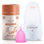 Senziwash Truecup Reusable Menstrual Cup for Women Medium Size with Menstrual Cup Steam Sterilizer | Kills 99% of Germs in 3 Minutes with Steam (Medium Cup + Steam Sterilizer)