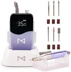 M Mase - Professional Nail Drill Machine - 2-in-1 Cordless Electric Nail File - Rechargeable, Portable, 35000 RPM, HD Display - Perfect for Salon & Home Use (Violet)
