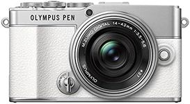 Olympus PEN E-P7 Camera Kit, 20 MP Sensor, 5-axis image stabilisation, tilt HD LCD, 4K, Wi-Fi,color and monochrome profile control, white incl. M.Zuiko Digital ED 14-42mm EZ silver