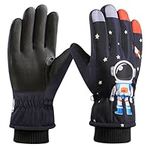 UJONGE Astronaut Kids Ski Gloves - Children Skiing Gloves Boys' Winter Warm Snow ski Gloves Outdoor,Non-Slip Sports Mittens for Boys.