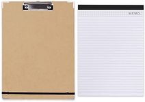 SAYEEC Wood Clipboard, Clip Board with 50 Pages Writing Note Pads, Hangable Clipboard with Low Profile Clip, Standard A4 Letter Size Clipboards for Nurses, Students, Men, Women and Office (Brown)