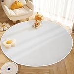 HOUSERAN Round Rug Ivory 90cm Circle Rug Non-Slip Washable Easy Care Chair Mat Area Rug Carpet for Bedroom Living Room Office Dining Room Dorm