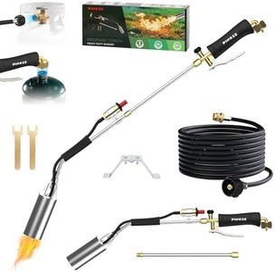 PINOZE Propane Torch Weed Burner - 2,400,000 BTU Heavy Duty Blow Torch with Igniter & 10FT Hose, Flamethrower with 1LB Cylinder Adapter & Flame Control/Turbo Trigger for Weeding Wood Ice Snow Roof BBQ