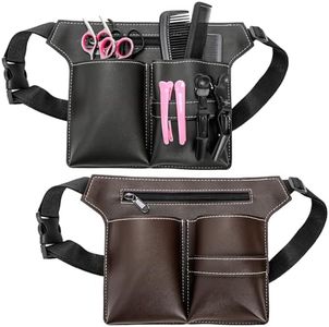 Hedume 2 Pack Hairdresser Scissor Bags, Salon Barber PU Leather Waist Pouch with Waist Belt, Hair Salon Scissor Storage Waist Bag for Hairstylist, Professional Hairdressing Tools Storage Holster