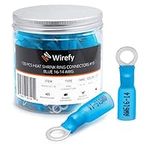 Wirefy Heat Shrink Ring Terminals #10 - Marine Grade Terminal Connectors - Waterproof Eyelet Wire Connectors - Red 16-14 AWG - 130 PCS