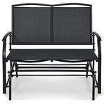 SFAREST 2-Person Outdoor Glider Bench, Patio Swing Gliding Loveseat Chair, Powder Coated Steel Rocking Garden Bench for Backyard Garden Porch (Black, 104 x 72 x 92cm)