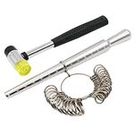 Yasumai Rould Ring Mandrel Metal Ring Sizer Gauge Set with Jewelers Rubber Hammer Mallet Ring Measurement Tool Finger Sizing Size Measuring US Sizes 0-13 Steel Jewelry Making Tools