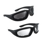 Motorcycle Riding Glasses - 2 Pair Smoke & Clear Biker