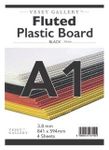 Vesey Gallery® Black Fluted Correx Fluted Corrugated Plastic Board, Pack of 4 Sheets. from A4 to A1 Size (A1 (841x594mm) for Outdoor Sign Display and a Host of DIY and Craft Applications.
