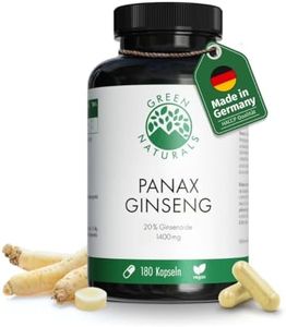 Extracto de panax ginseng - 180 cápsulas - altamente dosificado con 1400mg por dosis diaria, incluyendo 280 mg de ginsenoides I Extracto de 10:1 (=14000mg)