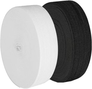 Magnoloran 2 Pack 20 Yard 1 Inch Wide Heavy Stretch High Elasticity Sewing Elastic Band Crafts Knit Elastic Spool for Sewing Pants Waistband, Wigs, Skirts, Craft DIY Projects (Black&White)