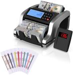 PONNOR Money Counter Machine with 550PCS Money Bands, UV/MG/IR/MT/DD Counterfeit Bill Detection, Dollar Euro Cash Counter