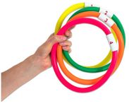 Fitfix® Soft Underwater Pool Diving Sinker Rings! Dive into Fun Multi Colors Age 5+ Pack of 4 Sinker Rings (6-inch) in Storage Bag – Ideal Gift Swimming Toys Diving, Pool Games, Accessories for Kids