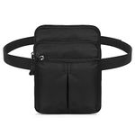 HAWEE Waist Belt Bag for Women and Men Cross Body Cell Phone Purse Adjustable Shoulder Strap Travel Hip Pouch Multifunctional Fashion Fanny Packs Water Repellent, Black