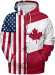 VNBNT Us Canada Flag Mens Womens Hoodie with The Design Vintage Combination Canadian American Flag Groovy Style