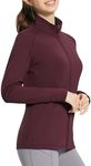 BALEAF Women's Fleece Lined Running Jackets Lightweight Water Resistant Stand Collar Full Zip Hiking Stretch Zip Pockets Wine Red S