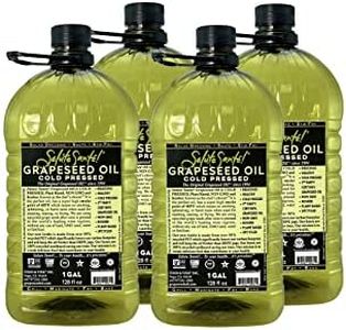Cold Pressed Grapeseed Oil by Salute Sante! High Temperature Cooking, Healthy Grape Seed Oil, Non-GMO and Kosher for Salad Dressings, Marinades and Dips, Vegan, 1 Gallon, 4 Pack