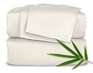 PURE BAMBOO King Bed Sheet Set, Genuine 100% Organic Viscose Derived from Bamboo, Luxuriously Soft & Cooling, Double Stitching, Lifetime Quality Promise (King, Ivory)