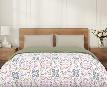 Welspun Arlo Double Bed Quilt Comforter, 2-in-1 Reversible, Lightweight AC Quilt Blanket, Soft Breathable Microfiber for All Seasons & Winter Use, 200x200 cm Double Bed Quilt, Blush