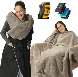 Zonli Heated Blanket Battery Operated for Outdoor Use - Fashionable, Cordless, Portable Electric Blanket with Rechargeable 10000mAh Battery - Wearable Heated Vest for Women，Black