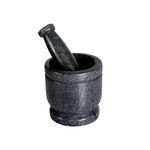 Terosa Oasis Green Mortar & Pestle Set or Ohkli Musal or Kharal or Idi Kallu or Khal Musal or Khalbatta or Spice Grinder-Grande-5x5inches - Marble