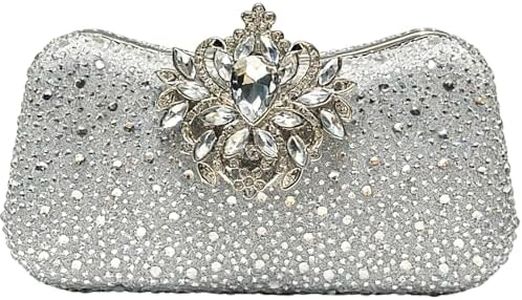 2026 Sparkly Rhinestones Clutch Purse for Women Crystal Evening Bag Glam Rhinestone Clasp Handbag for Party Wedding(Rhinestone Silver)