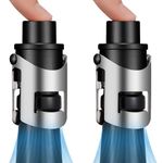 HYZ Champagne Stopper with Vacuum 2-Pack, Professional Bottles Sealer for Champagne,Cava, Prosecco,& Sparking Wine,Champagne Stopper with Pump, Keep Your Fizz's Bubbles! Stainless Steel+ABS