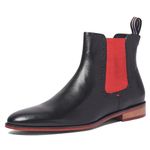 Carlos by Carlos Santana Men's Chelsea Boots, Black Calfskin Leather, 11.5