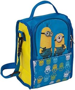 Fun House - 005098 - LES MINIONS / MOI MOCHE ET MÉCHANT Sac isotherme à bandoulière pour enfant, Bleu, Jaune, 25 x 17 x 13,50 cm