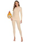 YADIFEN Thermal Underwear Set for Women, Fleece Lined Warm Long Johns Base Layer Set Ultra Soft Top and Bottom Winter Clothes Nude